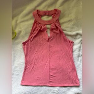 Sleeveless Vintage Trina Turk Keyhole Halter Top in Coral Pink